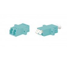 Hyperline FA-P11Z-DLC/DLC-N/WH-AQ Оптический проходной адаптер LC-LC, MM (OM3), duplex, корпус пластиковый, голубой (aqua), белые колпачки 448020 Hy