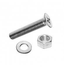 Винт DIN965 с потайной головкой оцинк. M4х25 + гайка + шайба (18 шт) - пакет Tec ( 0,064 кг)  114060  Tech-KREP
