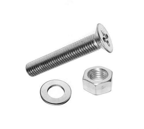 Винт DIN965 с потайной головкой оцинк. M6х25 + гайка + шайба (8 шт) - пакет Tech ( 0,071 кг)  114066  Tech-KREP