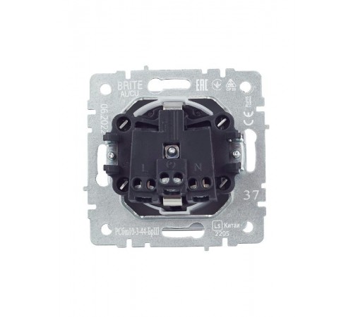 BRITE Розетка с заземлением со шторками с кр. 16А IP44 РСбш10-3-44-БрШ шампань  BR-R16-16-44-K37  IEK
