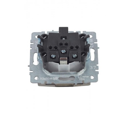 BRITE Розетка с заземлением со шторками с кр. 16А IP44 РСбш10-3-44-БрШ шампань  BR-R16-16-44-K37  IEK