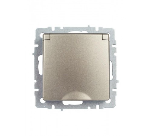 BRITE Розетка с заземлением со шторками с кр. 16А IP44 РСбш10-3-44-БрШ шампань  BR-R16-16-44-K37  IEK