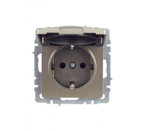 BRITE Розетка с заземлением со шторками с кр. 16А IP44 РСбш10-3-44-БрШ шампань  BR-R16-16-44-K37  IEK