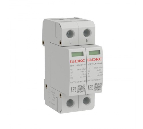 Устройство защиты от импульcных перенапряжений (УЗИП) YON max тип 2 2п Imax 40kA со сменным модулем Un 440V  SPD-T2-2N40P440  DKC