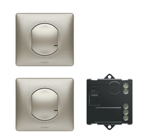 Пакет для управления освещением с 2-х мест Celiane (микромодуль реле 300Вт 240В+2 Умн. беспроводн. 1-кл. выкл.) титан. Netatmo  067778  Legrand