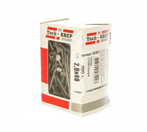 Гвоздь строительный 2,0х40 (200 г) - коробка с окном  102002  Tech-KREP