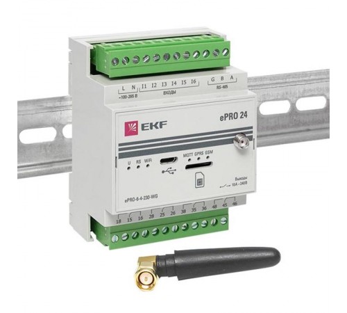 Контроллер базовый ePRO 24 удаленного управления 6вх\4вых 230В WiFi GSM с внешней антенной PROxima  ePRO-6-4-230-WG1  EKF