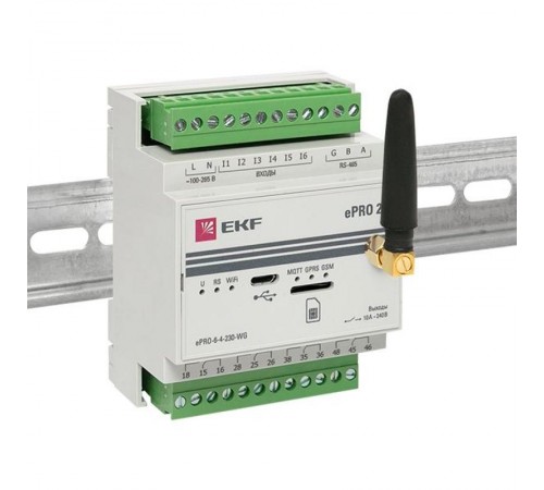 Контроллер базовый ePRO 24 удаленного управления 6вх\4вых 230В WiFi GSM с внешней антенной PROxima  ePRO-6-4-230-WG1  EKF
