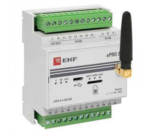 Контроллер базовый ePRO 24 удаленного управления 6вх\4вых 230В WiFi GSM с внешней антенной PROxima  ePRO-6-4-230-WG1  EKF