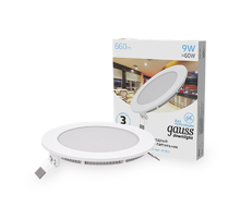 Светильник светодиодный встраиваемый ультратонкий круглый IP20 9W 4100K  939111209  Gauss