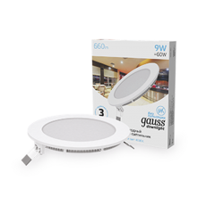 Светильник светодиодный встраиваемый ультратонкий круглый IP20 9W 4100K  939111209  Gauss