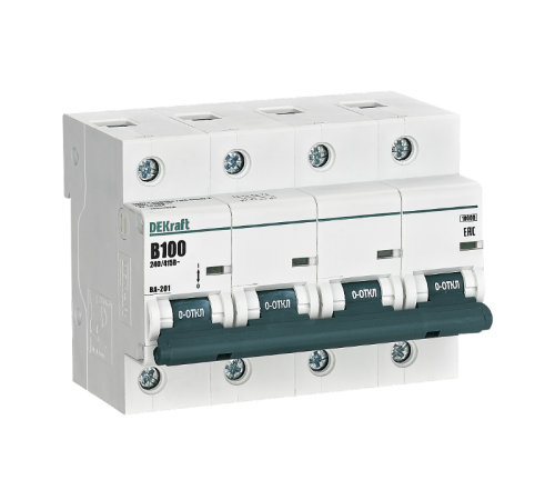 Автоматический выключатель 4Р 100А х-ка B ВА-201 10кА  13047DEK  DEKraft