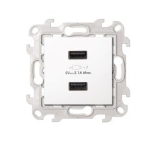 Simon 24 Белый Зарядное устройство розетка 2хUSB  2411096-030  Simon