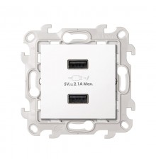 Simon 24 Белый Зарядное устройство розетка 2хUSB  2411096-030  Simon