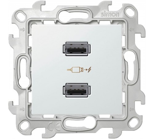 Simon 24 Белый Зарядное устройство розетка 2хUSB  2411096-030  Simon