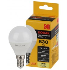 Лампа светодиодная P45-7W-830-E14 7Вт шар теплый белый свет  Б0057611  Kodak