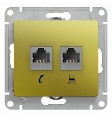 Glossa Фисташковый Розетка 2-ая RJ11+RJ45, кат.5E  GSL001085  SE