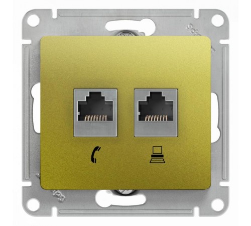 Glossa Фисташковый Розетка 2-ая RJ11+RJ45, кат.5E  GSL001085  SE