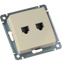 Розетка компьютерная и телефонная скрытой установки, механизм, цвет слоновая кость  РСКТ-440-01  HEGEL