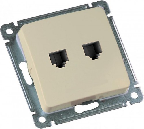 Розетка компьютерная и телефонная скрытой установки, механизм, цвет слоновая кость  РСКТ-440-01  HEGEL