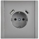 FORTE&PIANO Розетка с заземлением, со шторками в/к 16А USB A+C 18Вт FP547 сталь  FP-R14-16-U22-018-K46  IEK