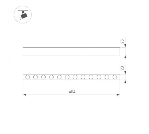 Светильник MAG-DOTS-25-L400-12W Day4000 (BK, 30 deg, 24V) (arlight, IP20 Металл, 3 года)  032825  Arlight