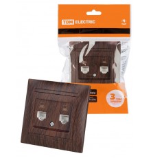 Розетка компьютерная двойная RJ45 венге "Лама"  SQ1815-0455  TDM