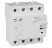 Выключатель дифференциального токаOptiDin DM63-4425-AC-4,5-УХЛ4 (4P, 25, 300mA)  343903  КЭАЗ