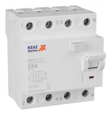 Выключатель дифференциального токаOptiDin DM63-4425-AC-4,5-УХЛ4 (4P, 25, 300mA)  343903  КЭАЗ