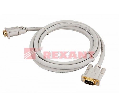 Шнур VGA - VGA с ферритами, длина 1,8 метра, серый (GOLD)  17-5503-4  REXANT