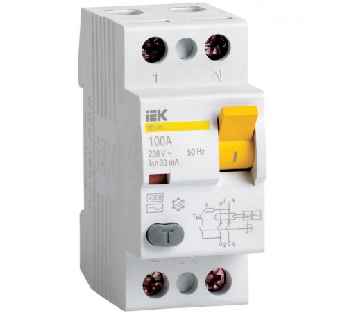 Выключатель дифференциальный (УЗО) ВД1-63 2п 16А 30мА тип A  MDV11-2-016-030  IEK