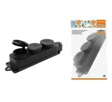 Розетка трехместная с заглушками каучук 2Р+РЕ 16А 250В IP44 серии "Народная"  SQ0612-0038  TDM