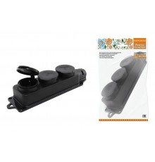 Розетка трехместная с заглушками каучук 2Р+РЕ 16А 250В IP44 серии "Народная"  SQ0612-0038  TDM