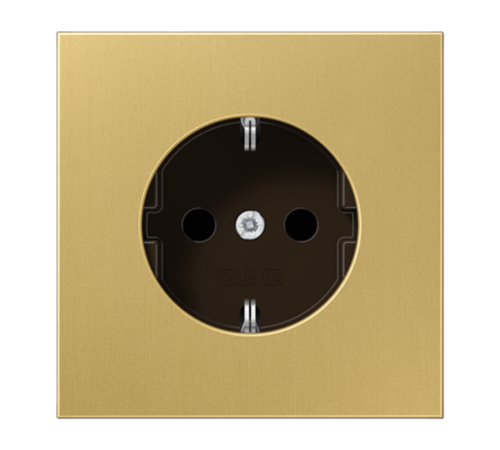 Штепсельная розетка SCHUKO 16А / 250В с защитными шторками, пружинные зажимы; металл; латунь classic; Messing  ME1520KIC  Jung