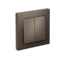 AtlasDesign Мокко Выключатель 2-клавишный, сх.5, 10АХ, (в сборе с рамкой), быстрозажимные клеммы  ATN000652S  SE