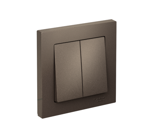 AtlasDesign Мокко Выключатель 2-клавишный, сх.5, 10АХ, (в сборе с рамкой), быстрозажимные клеммы  ATN000652S  SE