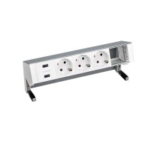 Настольный x5 розеточный блок, 3x2P+E, 2xUSB з/у, 1 пустой модуль, алюминий, S400  42523000-133  Simon