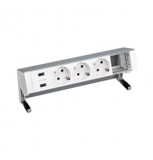 Настольный x5 розеточный блок, 3x2P+E, 2xUSB з/у, 1 пустой модуль, алюминий, S400  42523000-133  Simon