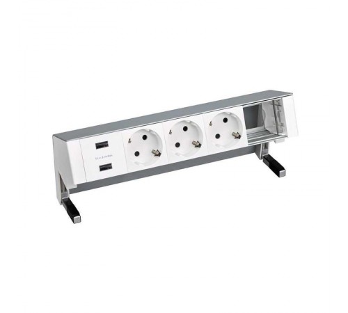 Настольный x5 розеточный блок, 3x2P+E, 2xUSB з/у, 1 пустой модуль, алюминий, S400  42523000-133  Simon
