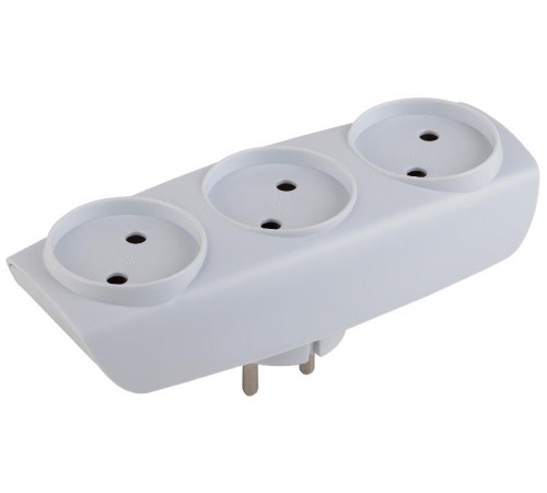 Тройник SP-3-W  3гн, без заземл.(белый) (10/60/1200)  C0045527  ЭРА