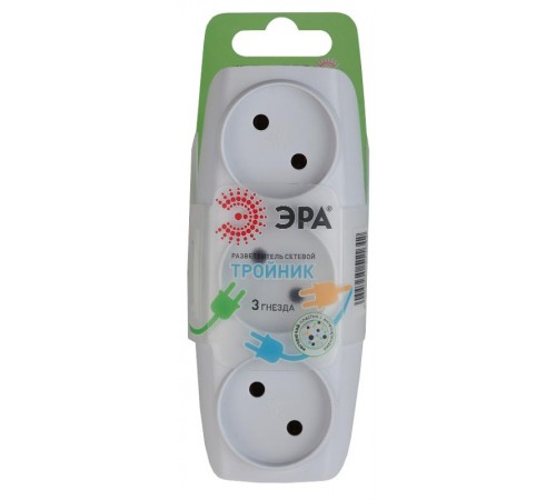 Тройник SP-3-W  3гн, без заземл.(белый) (10/60/1200)  C0045527  ЭРА