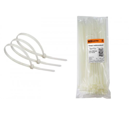 Хомут 7,6х350мм нейлон (белый) (100шт)   SQ0515-0135  TDM