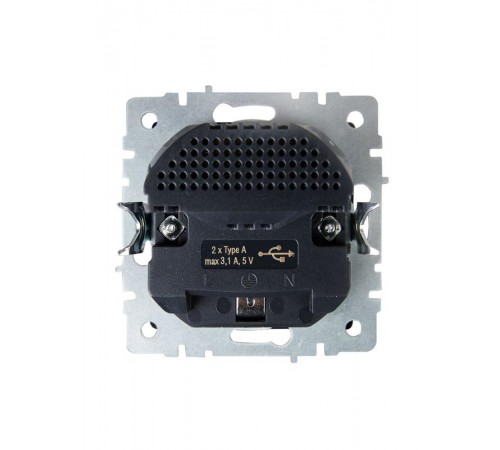 BRITE Розетка с заземлением со шторками 16А с USB A+A 3,1А РЮш10-2-БрМ маренго  BR-R14-16-U21-D31-K35  IEK