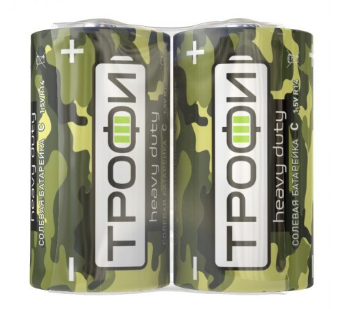 Батарейка солевая (ЭП) R14-2S Классика (24/600/9600) (C)   Б0023145  ТРОФИ