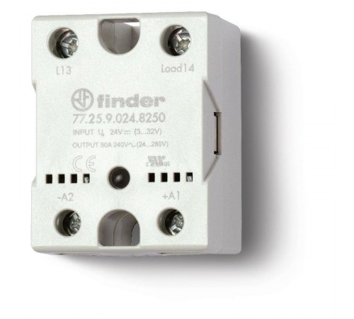 Твердотельное реле; выход 25А (48...600В АС); питание 230В AC; Функция "Включ.при пересечении нуля"; монтаж на панель  772582308650PAS  Finder