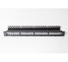 Коммутационная панель модульная 19", 24 порта, 1U, с метками для маркировки,с задним организатором (без модулей), черный  500006  SPL
