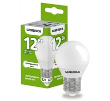 Лампа светодиодная G45 шар 12Вт 230В 4000К E27   LL-G45-12-230-40-E27-G  GENERICA