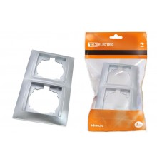 Рамка 2-х постовая вертикальная серебр. металлик "Лама"   SQ1815-0233  TDM