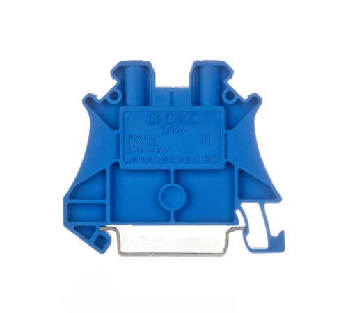 Клемма проходная, винтовой зажим, 2 точки подключения, 2.5 кв.мм, синяя  TUR-2.5-BU  DKC замена на TUR-2.5R-BU