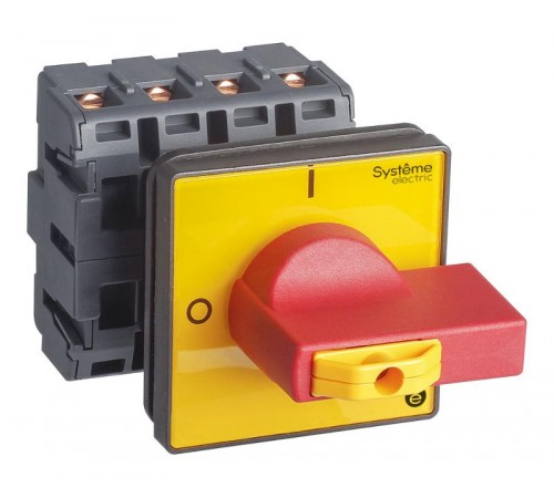 Выключатель-Разъединитель 4P 40A IP20 с красной рукояткой на дверцу 4 винта 1 замок  MSD40460R  SE